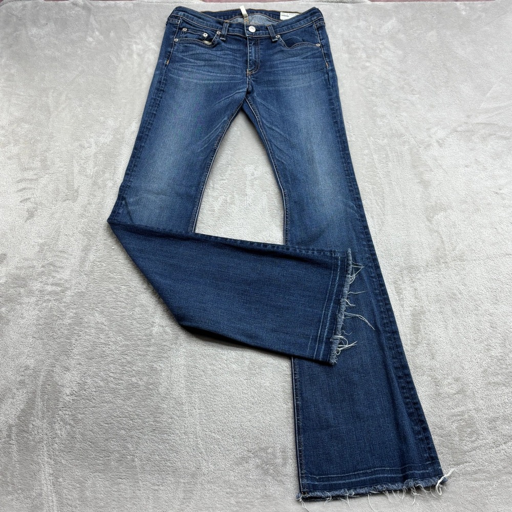 Rag & Bone Elephant Bell Jeans Women 30 Indigo Flare Raw Hem Intermix Boho 70s
